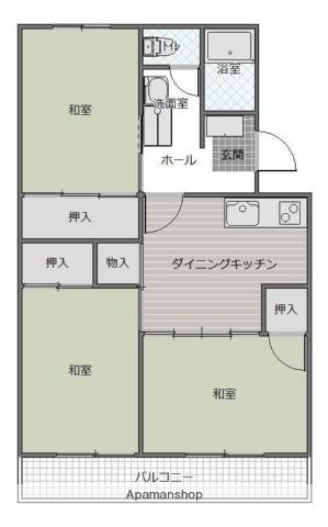 曰佐ビル(3DK/3階)の間取り写真