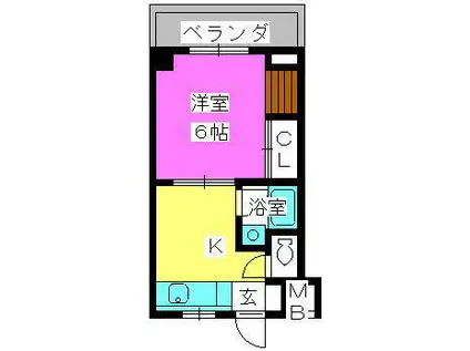 銀水ビル(1DK/4階)の間取り写真