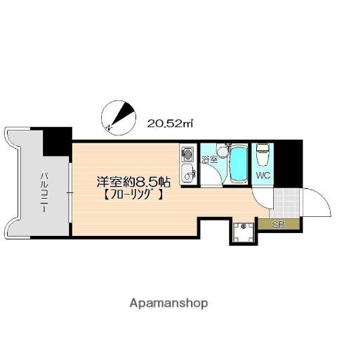ロマネスク南天神(ワンルーム/10階)の間取り写真