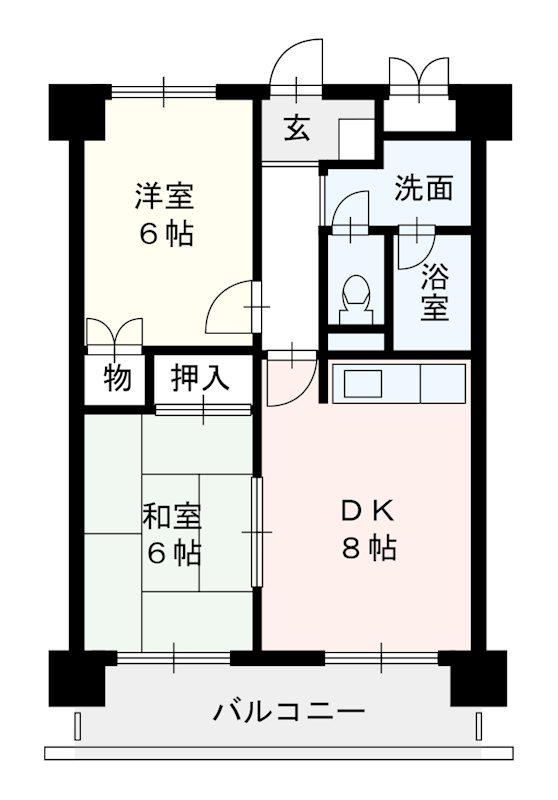 パークサイド薬院(2DK/7階)の間取り写真