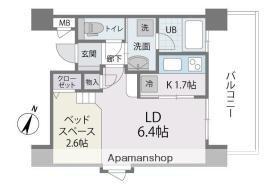 アクタス薬院Ⅲ(1K/13階)の間取り写真