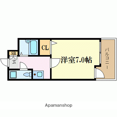 エステートモア天神DUO(1K/4階)の間取り写真