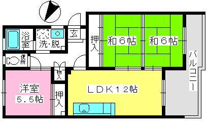 コーポウィステリア24(3LDK/2階)の間取り写真