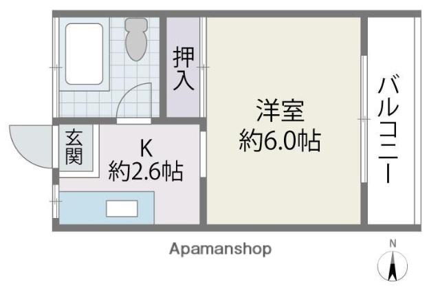 アプリコット渡辺通(1K/1階)の間取り写真