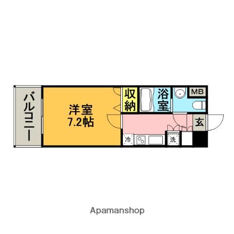 サヴォイザパームストリート(1K/6階)の間取り写真