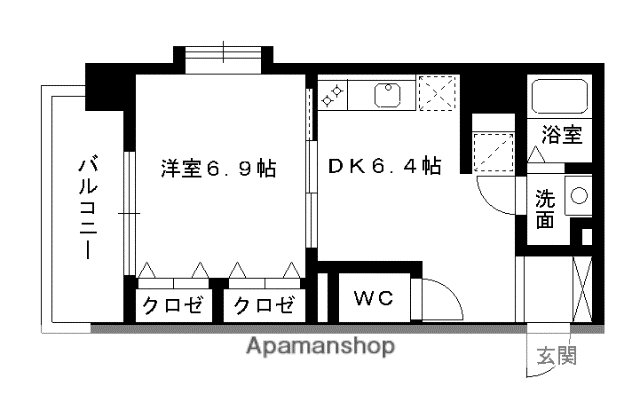 高口箔屋ビル(1DK/4階)の間取り写真