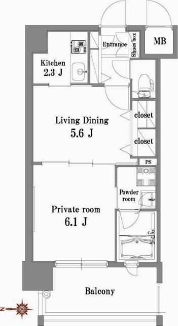 エンクレスト博多BELLE(2K/10階)の間取り写真