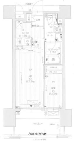 グランフォーレプライム六本松2(1LDK/13階)の間取り写真