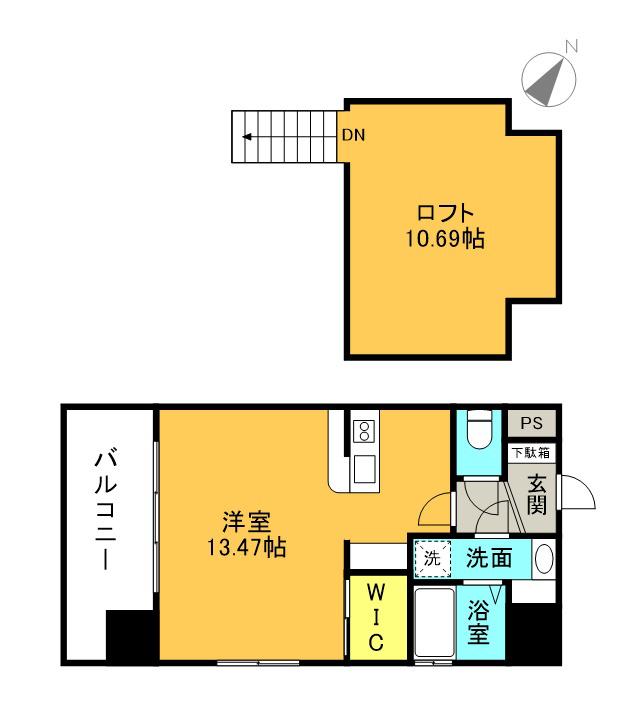 COCCINELLE(ワンルーム/14階)の間取り写真