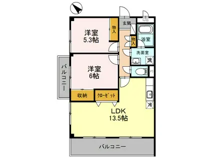 篠塚セイコー第一ビル(3LDK/2階)の間取り写真