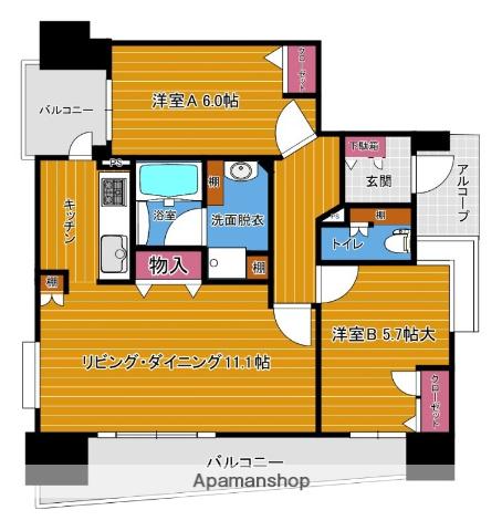 アンピール天神東(2LDK/8階)の間取り写真