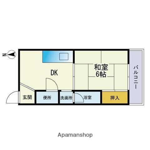 辻ビル(1DK/5階)の間取り写真