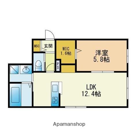 VILLAGGIO ALTO西公園(1LDK/1階)の間取り写真