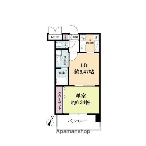 レジディア天神(1LDK/4階)の間取り写真