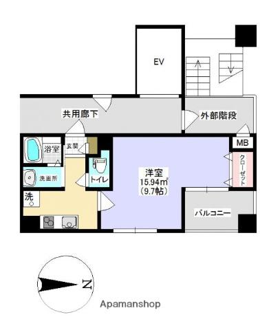 メゾン・ド・ソレイユ(1K/3階)の間取り写真