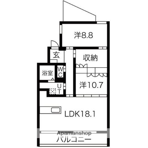 ラクレイス西新レジデンシャルタワー(2LDK/4階)の間取り写真