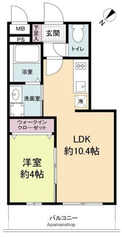 LIVE CASA 高宮(1LDK/3階)の間取り写真