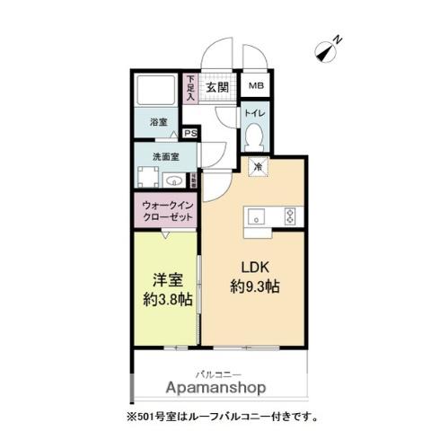 LIVE CASA 高宮(1LDK/3階)の間取り写真