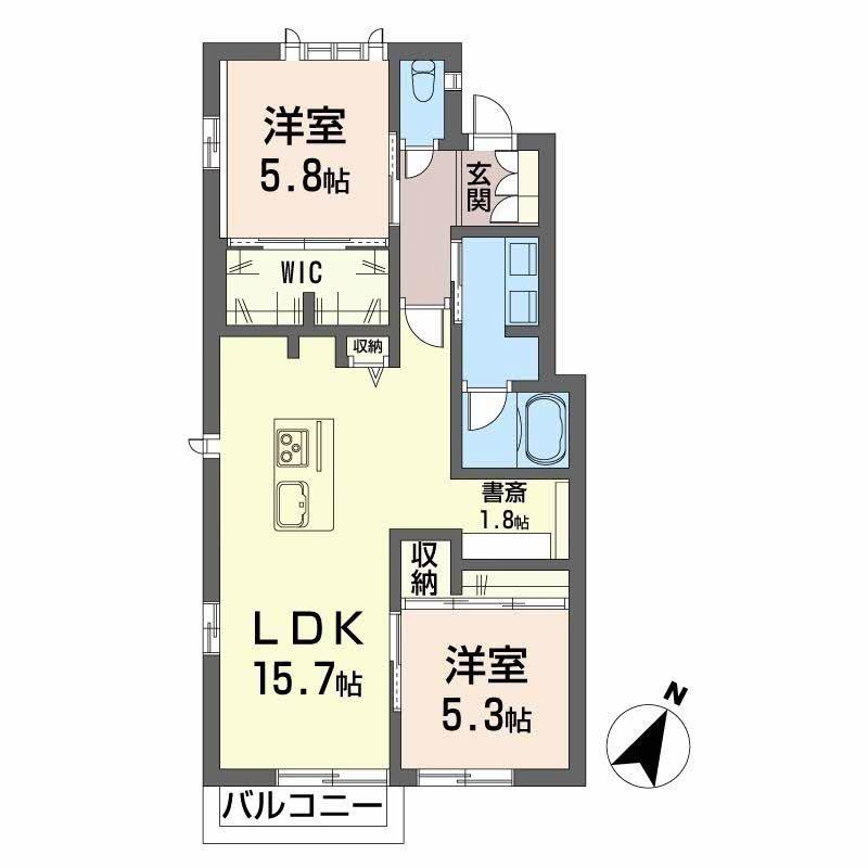 ディアス白金(2LDK/2階)の間取り写真
