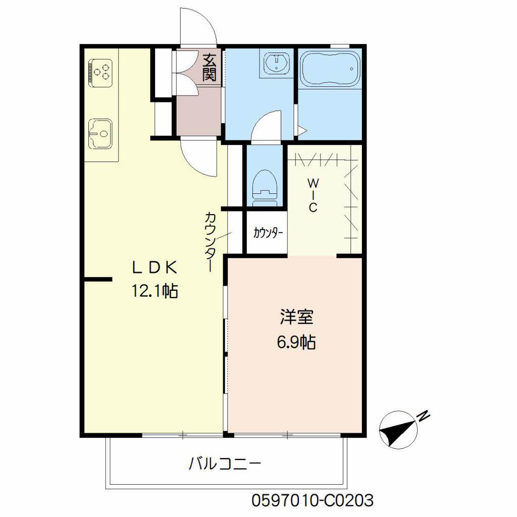 キャンベルハウス  C棟(1LDK/2階)の間取り写真