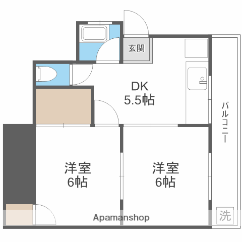 緒方アパートⅠ(2DK/2階)の間取り写真