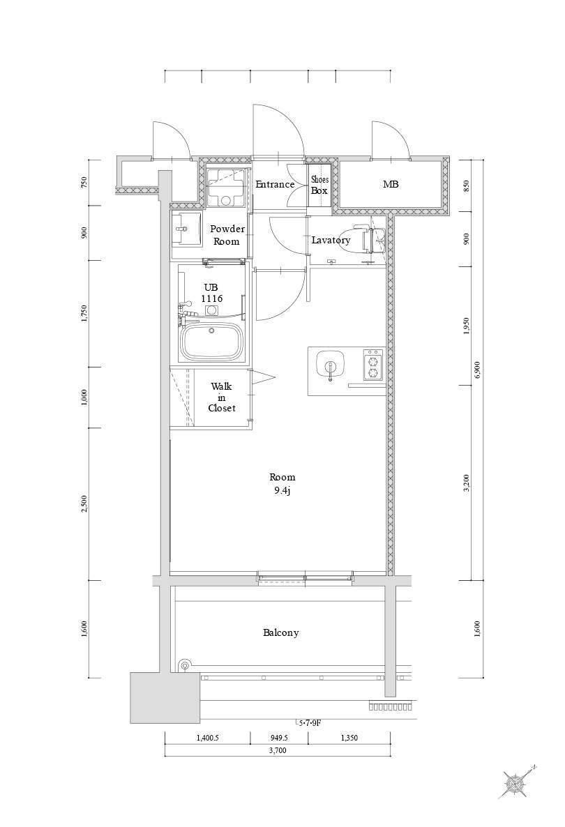エンクレスト博多駅南GRACE(ワンルーム/6階)の間取り写真
