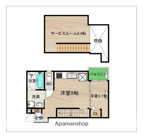 DREAMSTAGE博多南GARBO(1SLDK/2階)の間取り写真