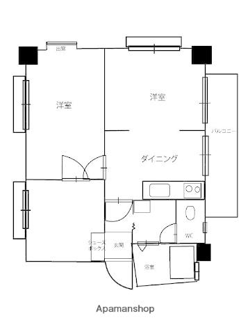 ボタニカルガーデンズアパートメント(ワンルーム/2階)の間取り写真