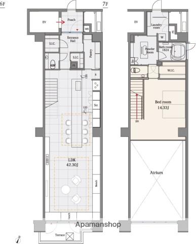 THE DOORS(1LDK/6階)の間取り写真
