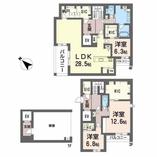 シャーメゾン浄水通(3LDK/3階)の間取り写真