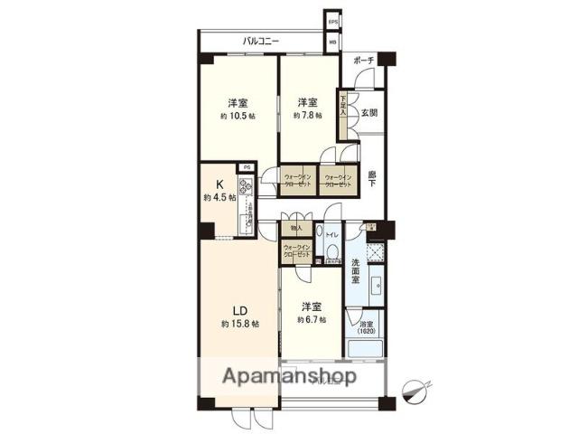 BRILLIA平尾浄水(3LDK/4階)の間取り写真