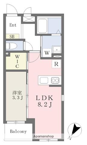 TRAVALORE高宮(1LDK/2階)の間取り写真