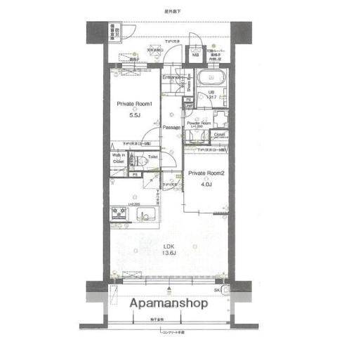 LEJIAS大橋DUX(2LDK/2階)の間取り写真