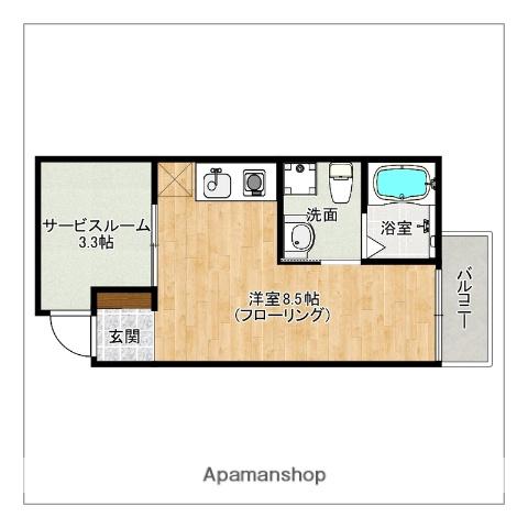 ガレット南福岡(ワンルーム/4階)の間取り写真