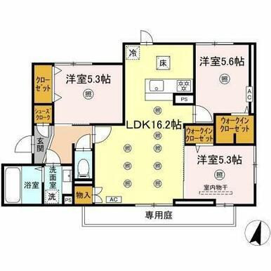 D-ROOM GRACE(3LDK/1階)の間取り写真