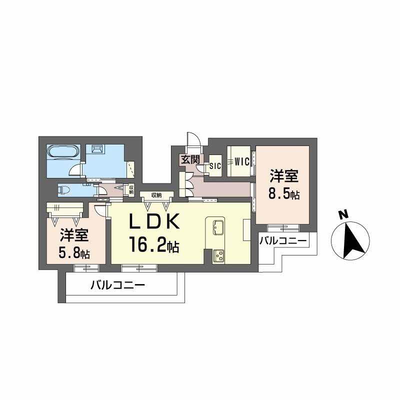 ワイエア平尾浄水(2LDK/3階)の間取り写真