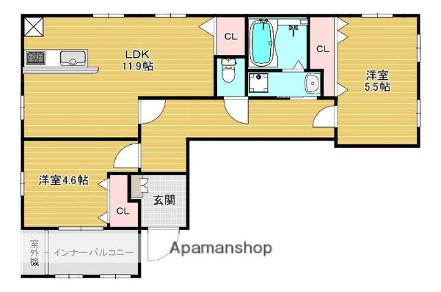 ZIP OHORI サウス(2SLDK/5階)の間取り写真