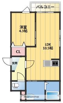 GRAN HILL 桜並木(1LDK/2階)の間取り写真