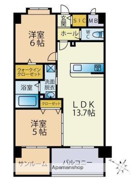 麦野2丁目ビル(2SLDK/2階)の間取り写真