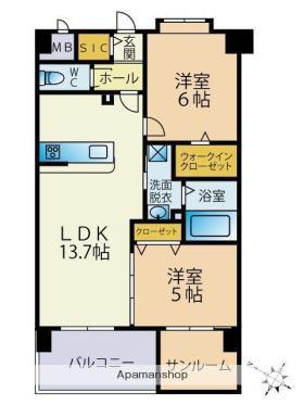 ETERUNO(2SLDK/2階)の間取り写真