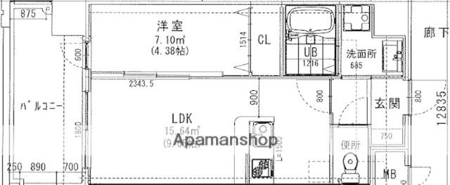 ラシュール・イン大橋Ⅱ(2LDK/9階)の間取り写真