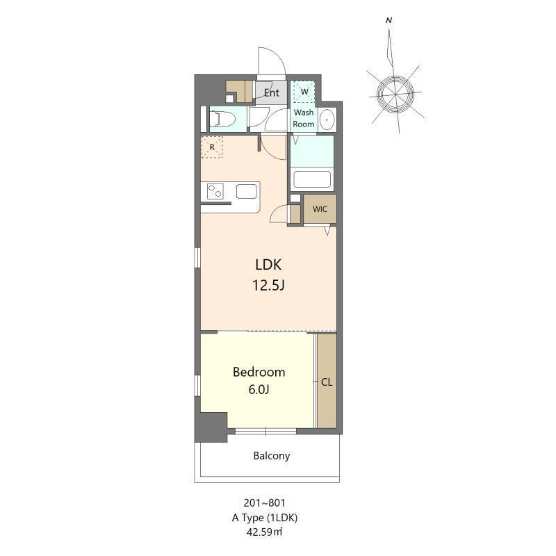 S-RESIDENCE大濠公園ACHIEVE(1LDK/2階)の間取り写真
