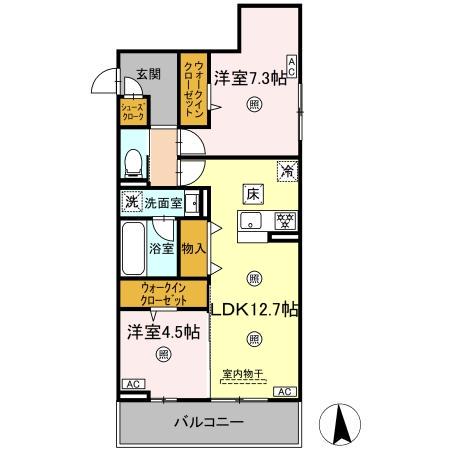 D-ROOM田島3丁目(2LDK/1階)の間取り写真
