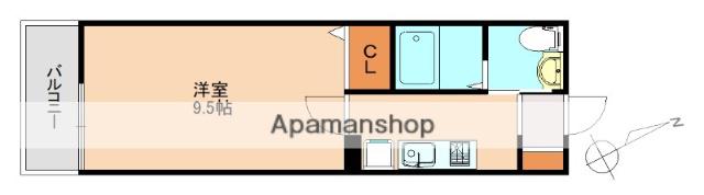 メゾンミルフィーユ折立(ワンルーム/2階)の間取り写真