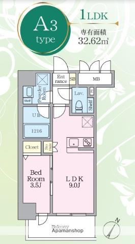 PAVANA JIONNE寺町通(1LDK/6階)の間取り写真