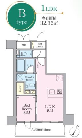 PAVANA JIONNE寺町通(1LDK/7階)の間取り写真