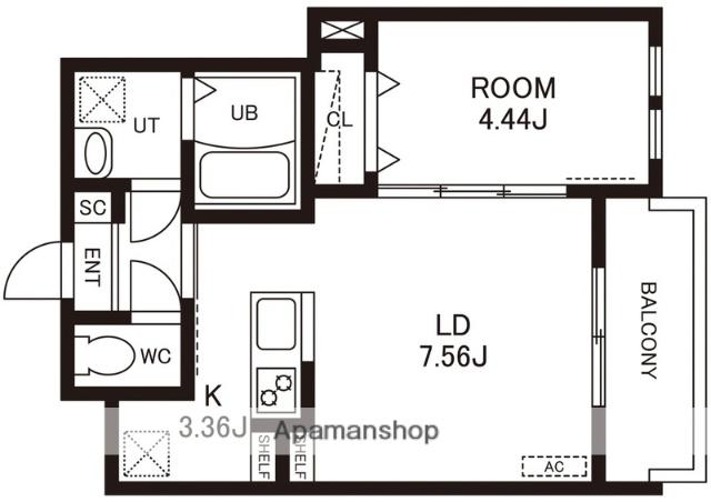 CHERIM竹下ウエスト(1LDK/2階)の間取り写真