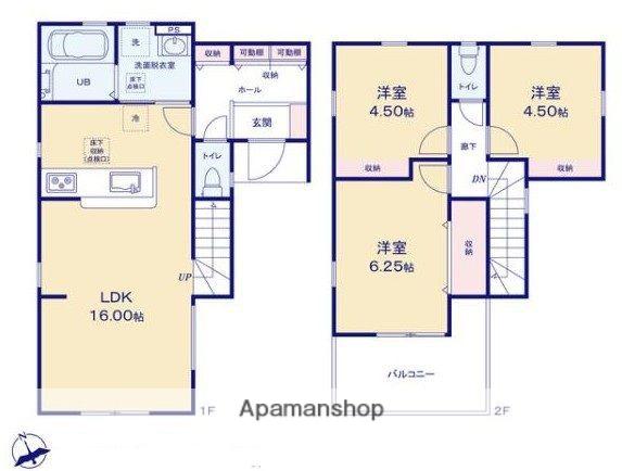 福岡県福岡市南区 2階建 築1年(3LDK)の間取り写真