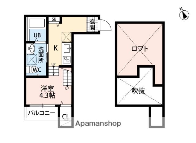 スカイヴィラ大橋(ワンルーム/2階)の間取り写真