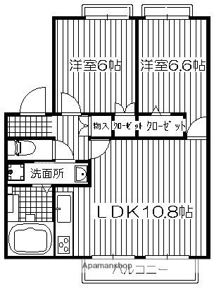 カーサ観晴丘(2LDK/2階)の間取り写真
